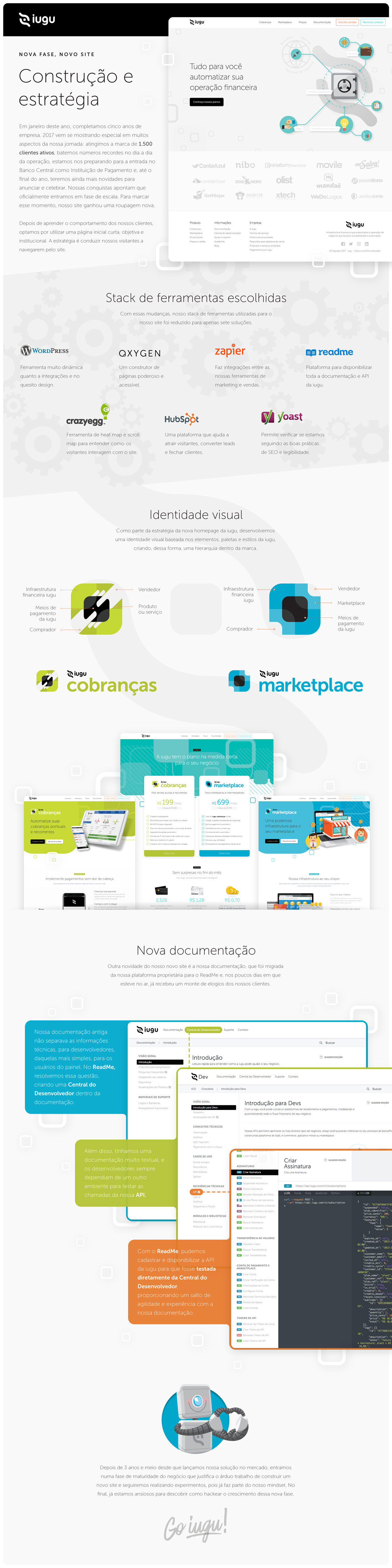 Infográfico que explica o processo de criação do novo site da iugu