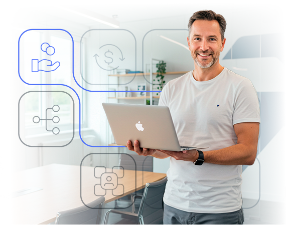 Cresça com autonomia e escale sem complexidade. Sua infraestrutura financeira começa aqui. Modular, segura e pronta para evoluir com o seu negócio.